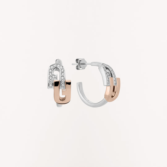Furla Arch Double Hoop Earrings Oro/Rosa/Crystal