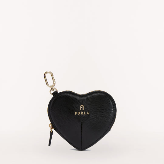 Furla Camelia Case Heart Charm Keyring Nero O6 One Size