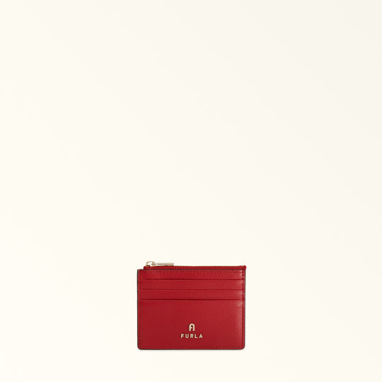 Furla Camelia Rosso Vene Zipped Card Case - Small