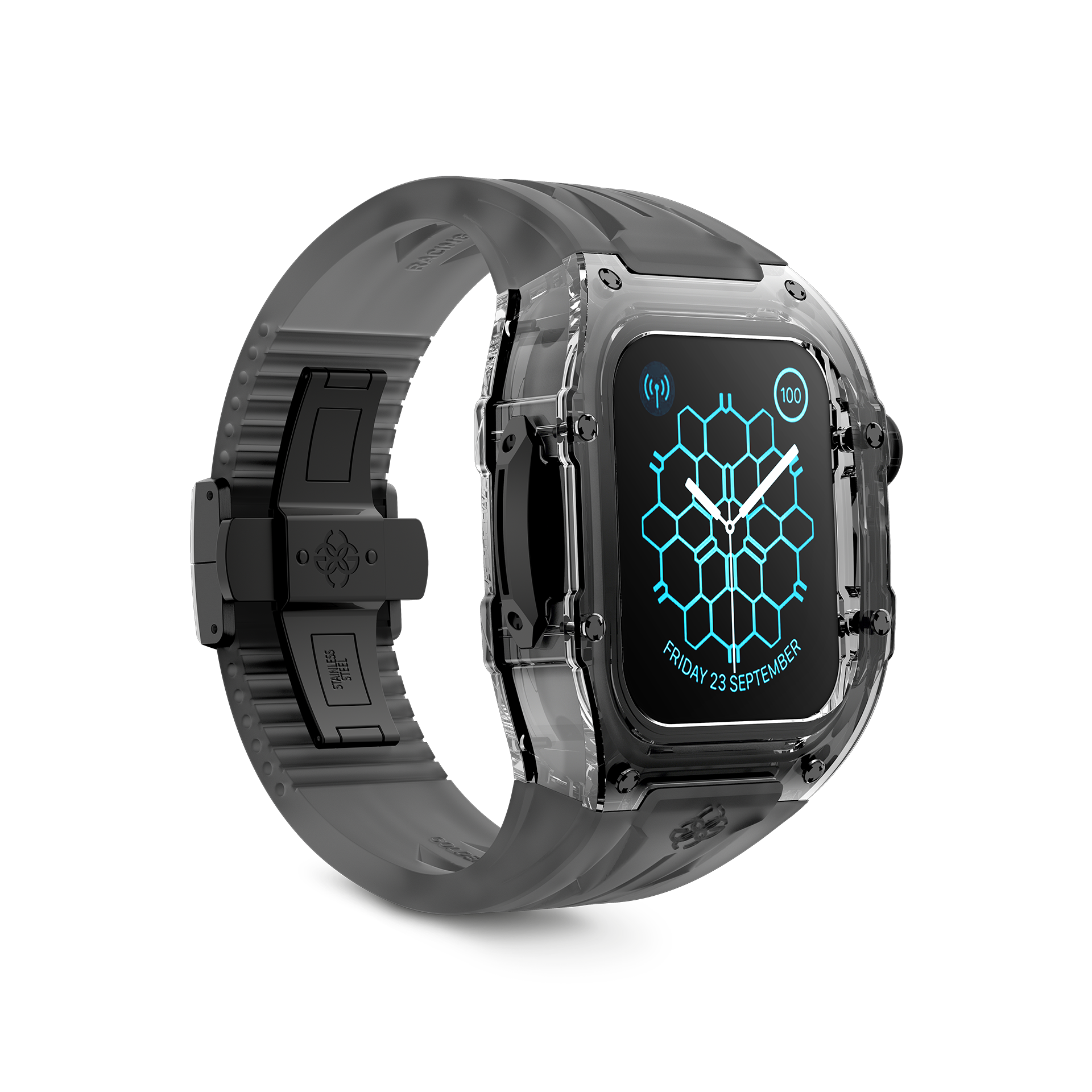 golden concept nylon & rubber smokey black 45mm apple watch cases 400171 40000001
