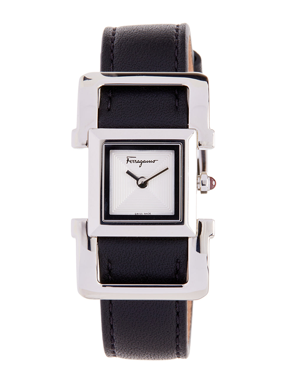 Ferragamo Women's Square Ingot Watch White/Brown/Silver 19mm SFMA00221