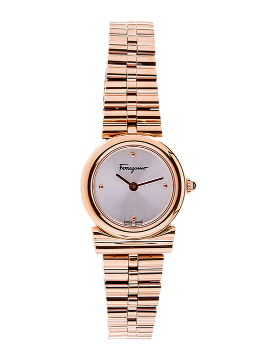 Ferragamo Ferragamo Women's Gancini Horizontal Watch White/Rose Gold