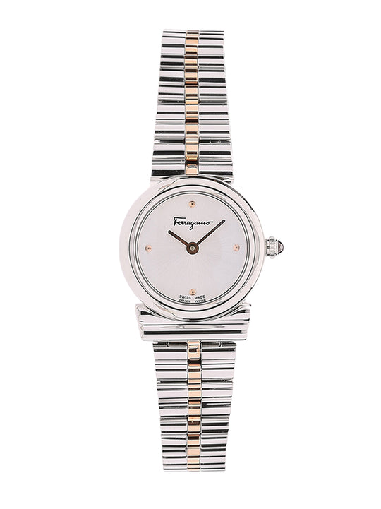 Ferragamo Ferragamo Women's Gancini Horizontal Watch White/Silver/Gold