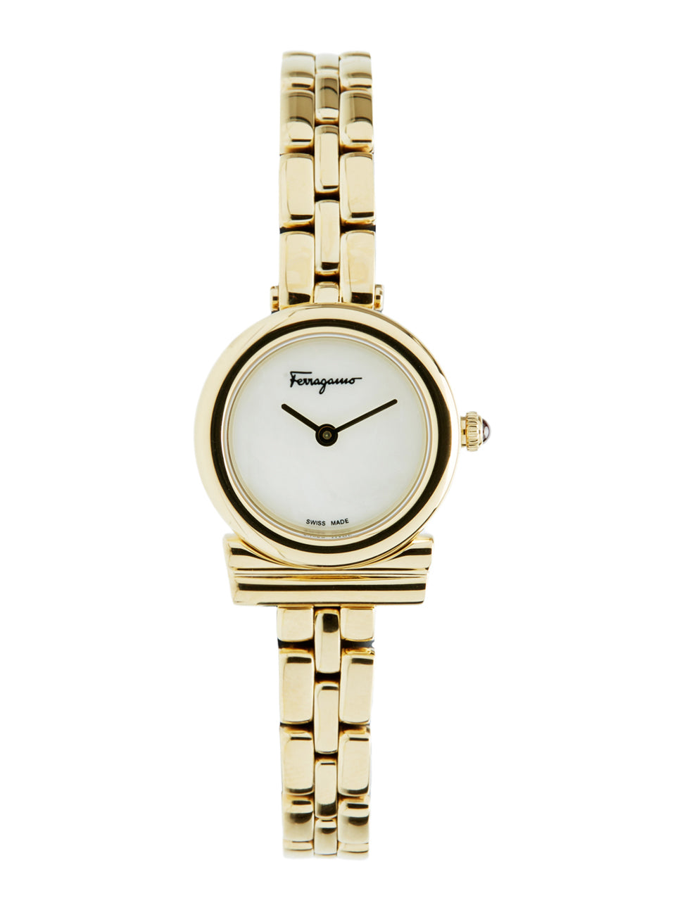 Ferragamo Women's Gancini Quartz Watch White/Gold 22mm SFIK01420