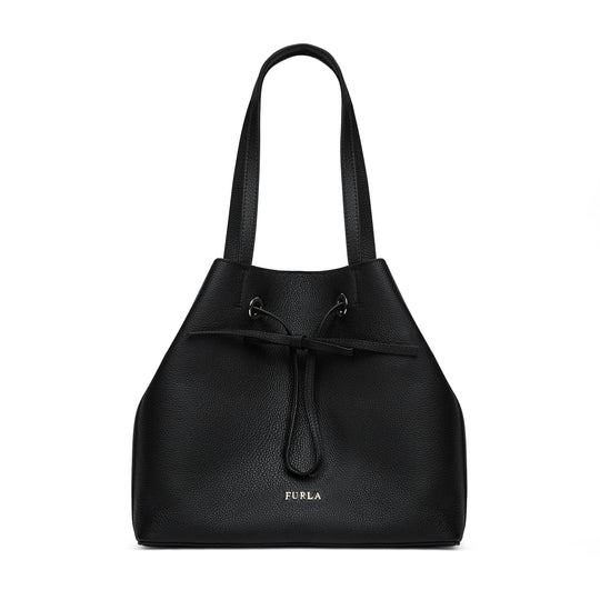 Furla Costanza Drawstring Bucket Bag w/ Handle Nero M