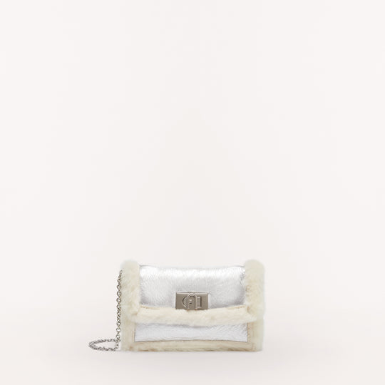 Furla 1927 Crossbody Bag / Belt Bag Wht Ctn/Silver Mini