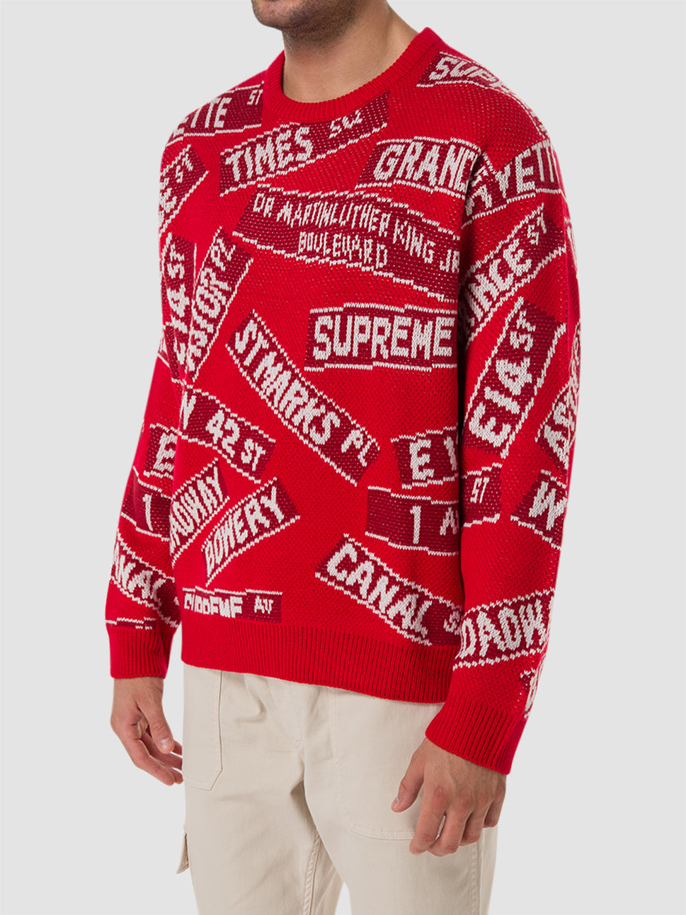 Supreme Street Signs Sweater Red