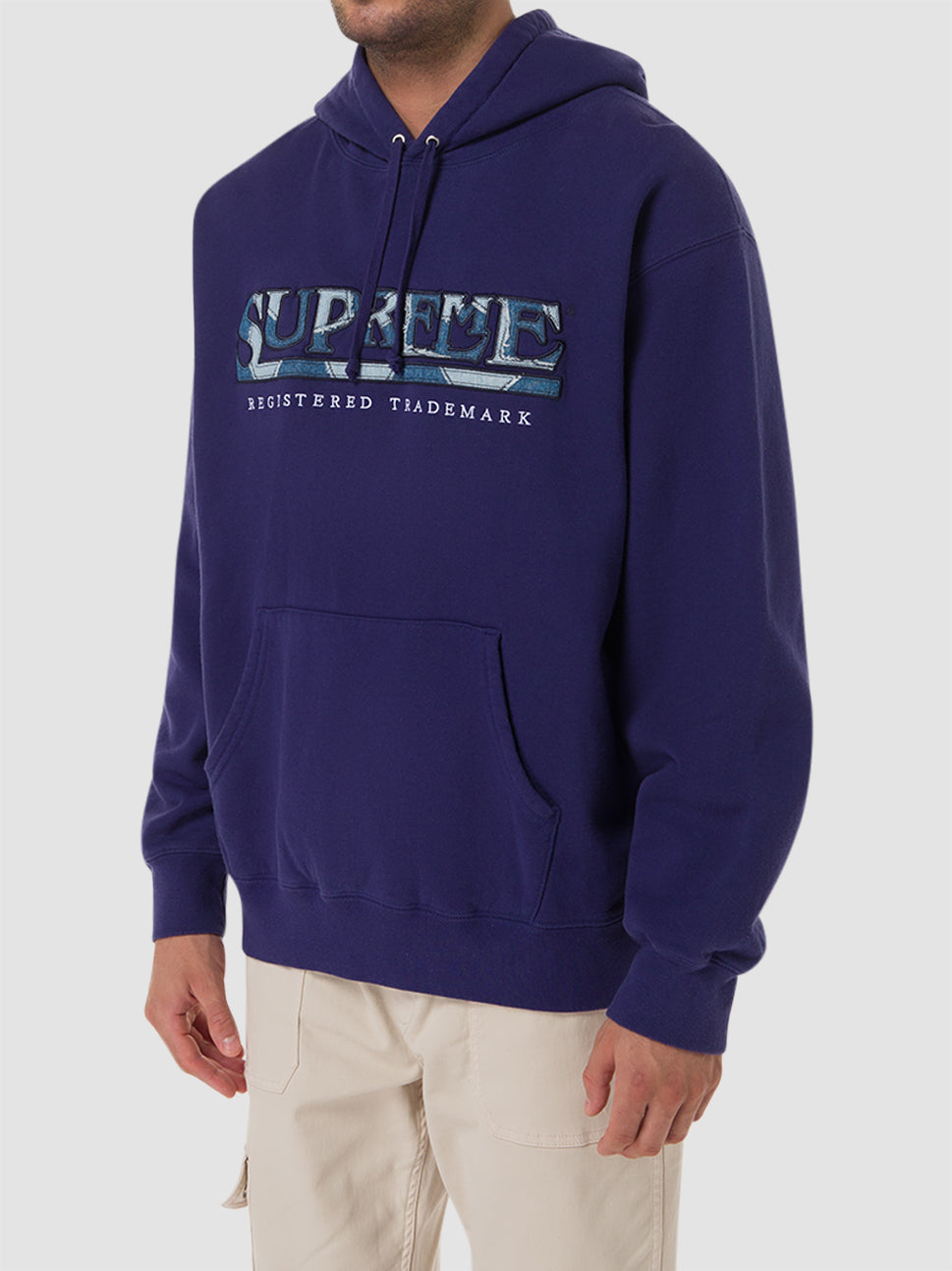 Supreme Supreme Denim Logo Hooded Sweatshirt Washed Navy