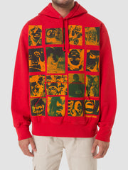 Supreme Collage Grid Hooded Sweatshirt Burnt Red