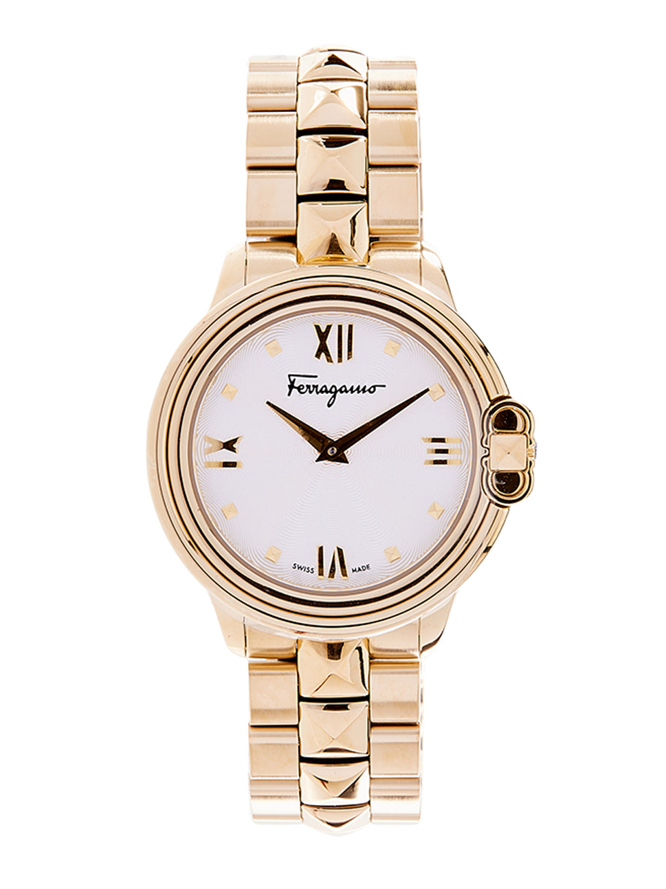 Ferragamo Women's Studmania Watch White/Gold 34mm SFMJ00522