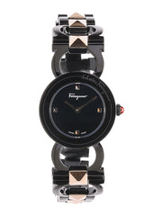 Ferragamo Women's Double Gancini Stud Watch Black/Bico 25mm SFMI00422