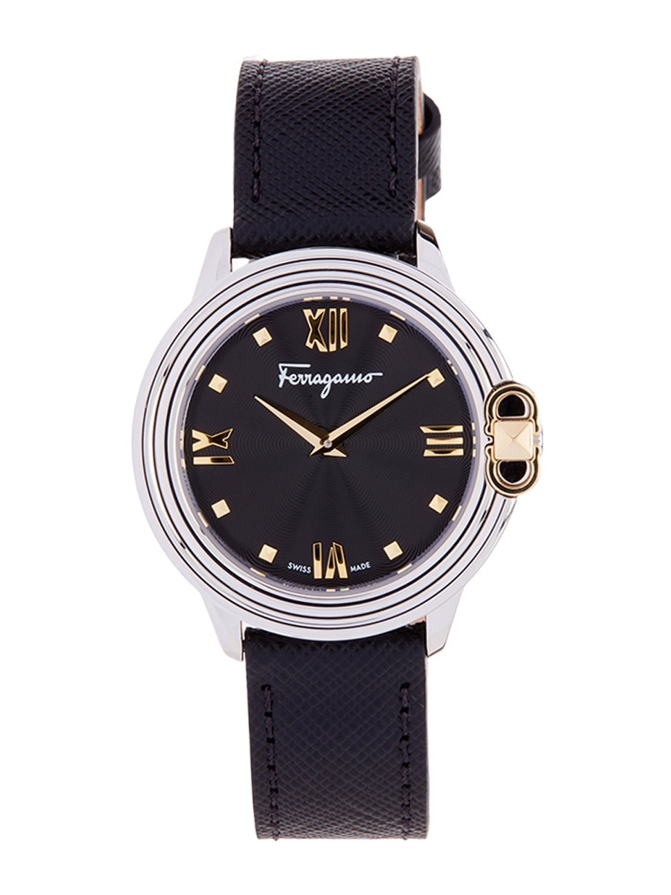 Ferragamo Women's Gancini Studmania Watch Black/Black 34mm SFMJ00122