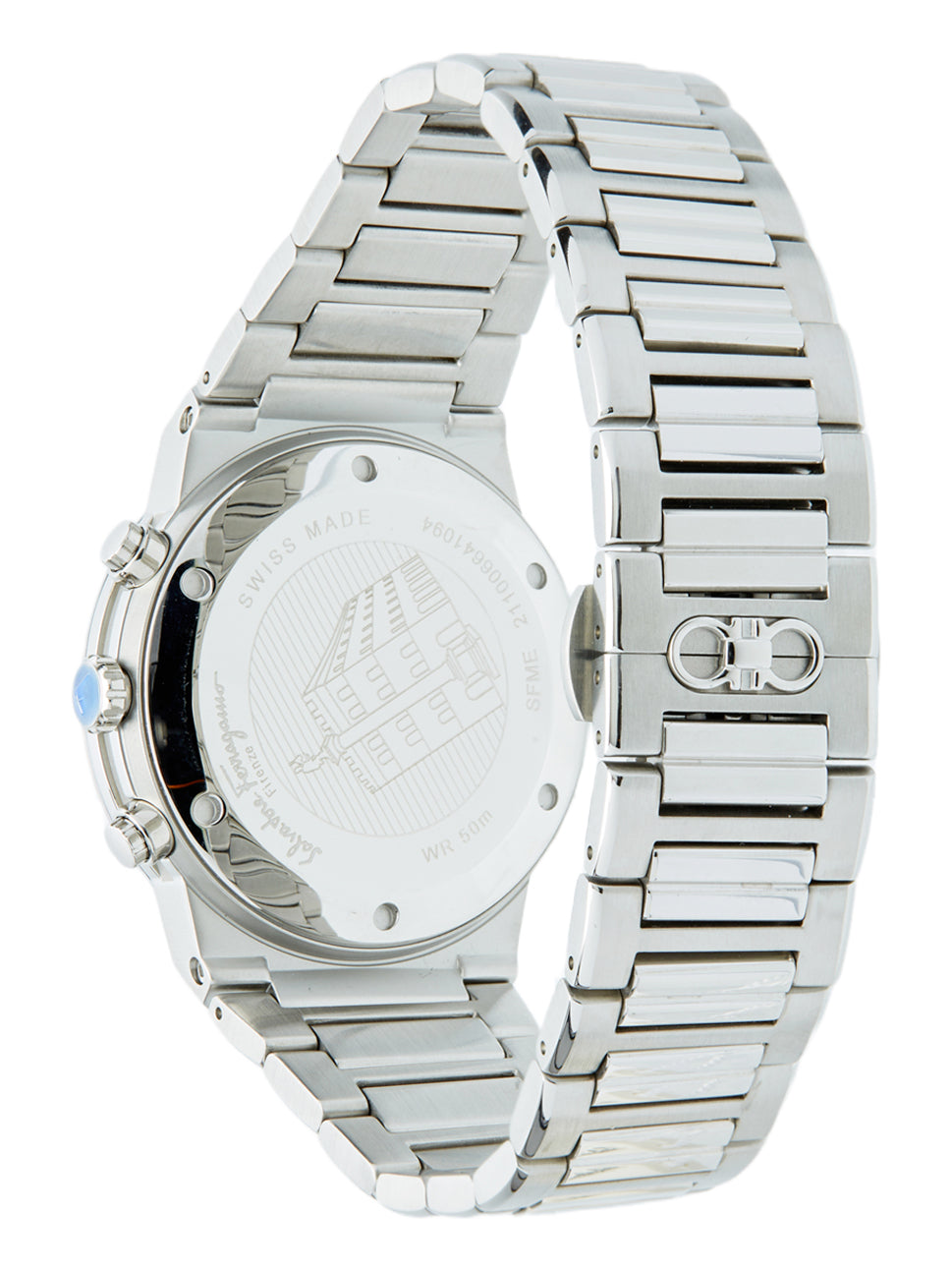 Ferragamo Men's Sapphire Chrono Watch Black/Silver 41mm SFME00321