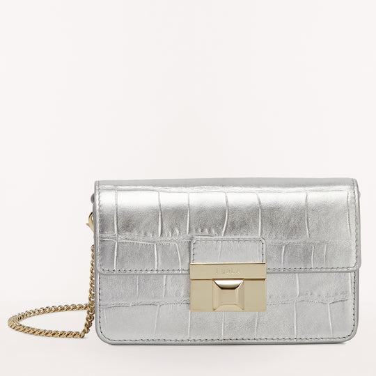 Furla Venere Pochette Crossbody Bag Silver XL