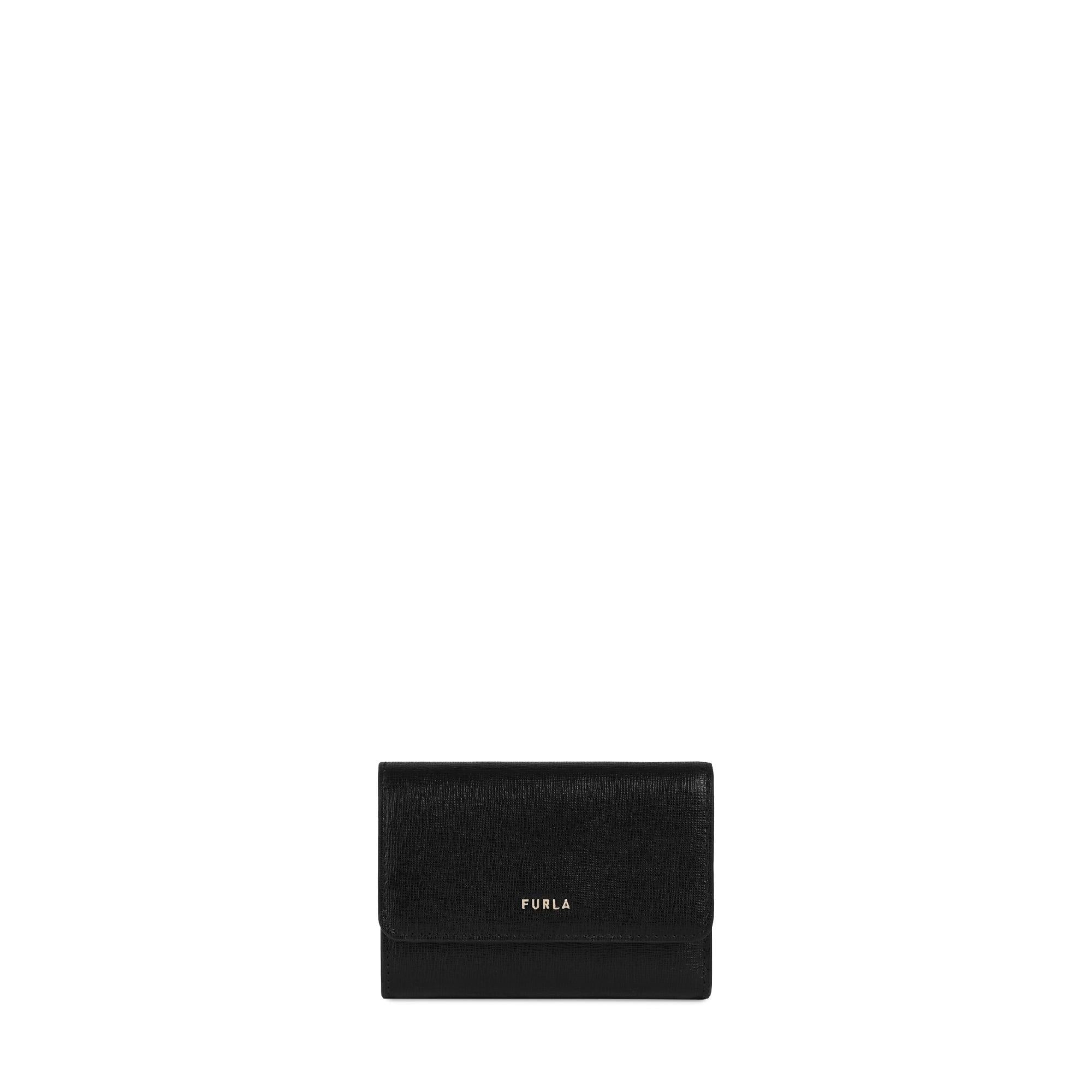 Furla Babylon Compact Black Wallet Trifold - InstaRunway.com