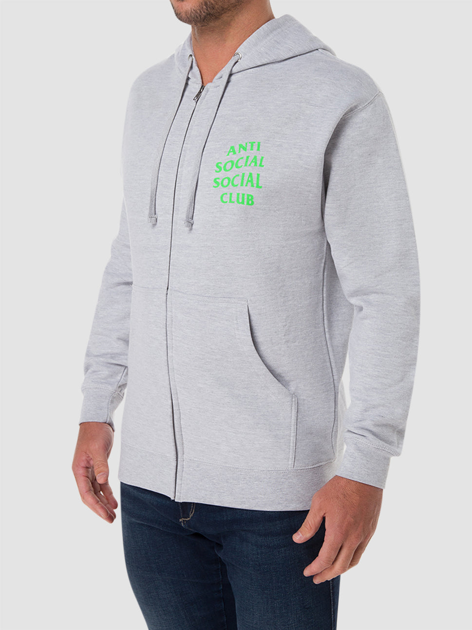 anti social social club assc snake zip up grey hoodie