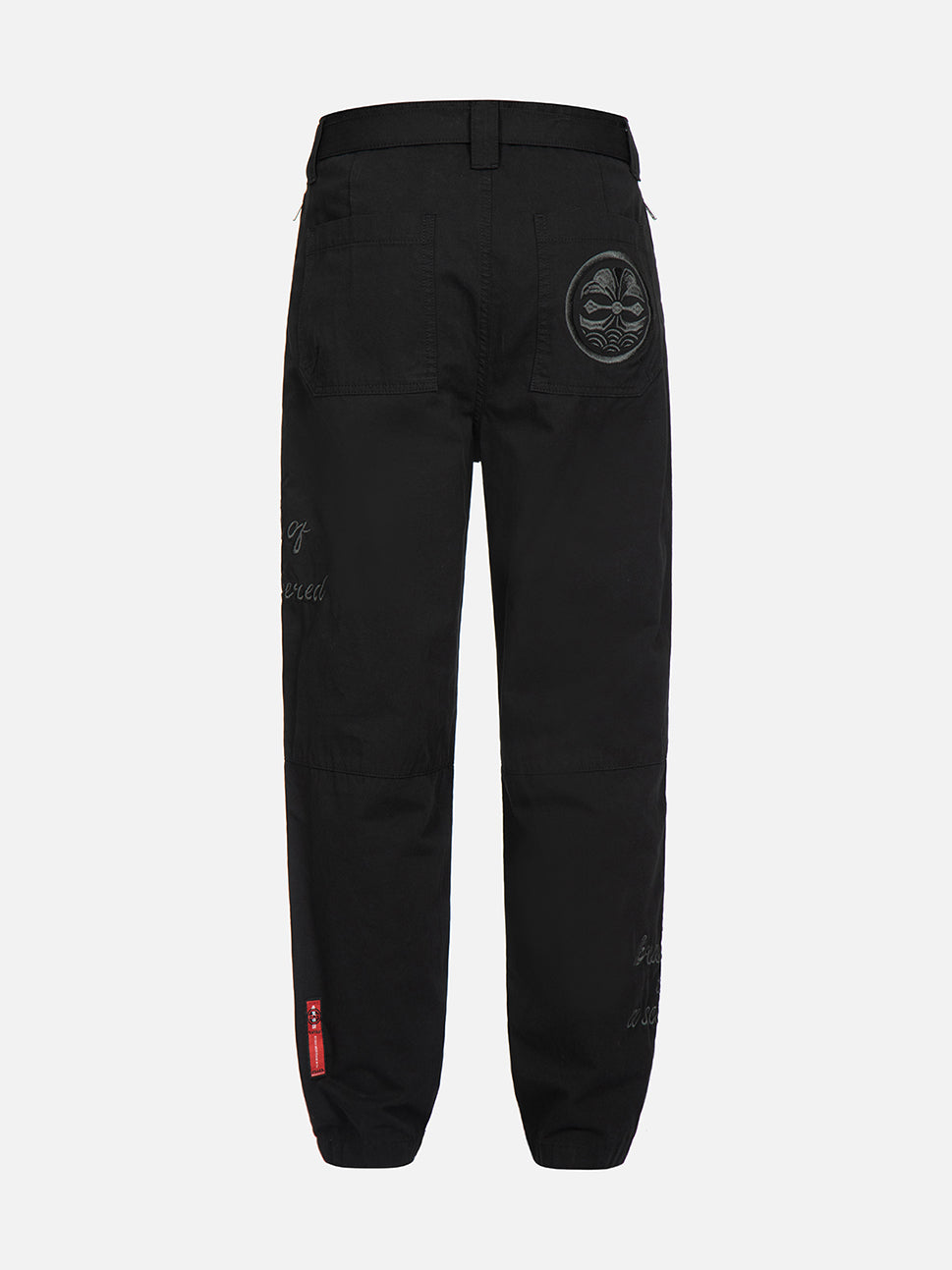 Evisu Black Tone On Tone Slogan & Kamon Embroidery Pants