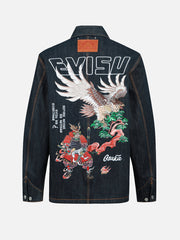 Evisu Indigo Seagull, Eagle & Samurai Embroidery 4-Pocket Denim Jacket