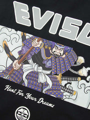 Evisu Black Seagull & Samurai Embroidery & Printed Tee