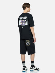 Evisu Black Seagull & Samurai Embroidery & Printed Tee