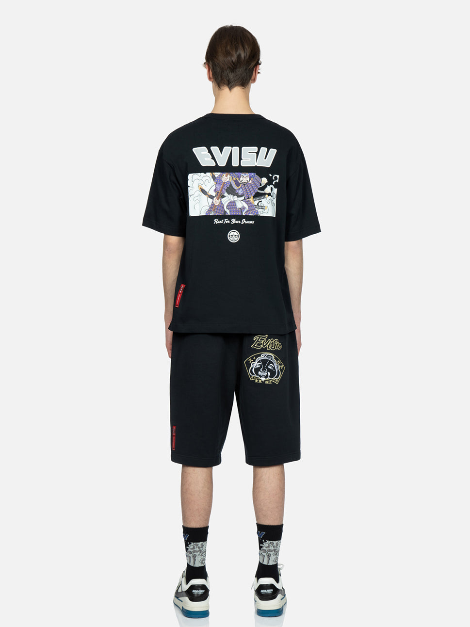 Evisu Black Seagull & Samurai Embroidery & Printed Tee