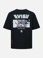 Evisu Black Seagull & Samurai Embroidery & Printed Tee