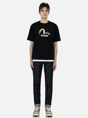 Evisu Black Brocade Seagull Applique Multi-Pocket Tee