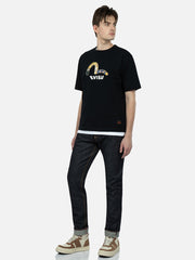 Evisu Black Brocade Seagull Applique Multi-Pocket Tee