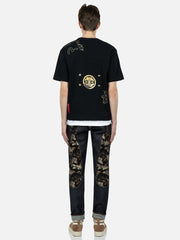 Evisu Black Brocade Seagull Applique Multi-Pocket Tee