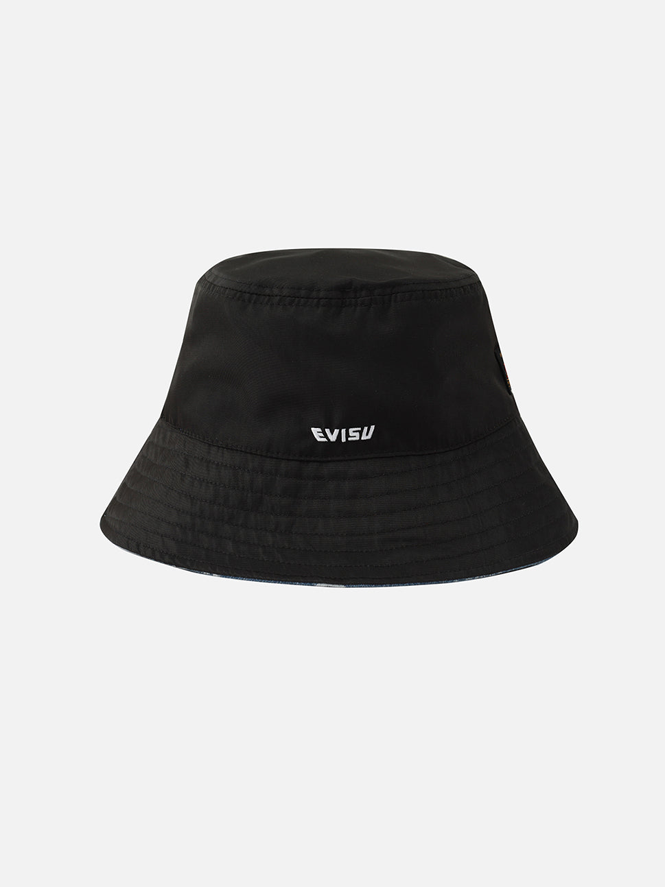 Evisu Black Seagull Embroidery with Kamon Eagle Allover Denim Bucket Hat