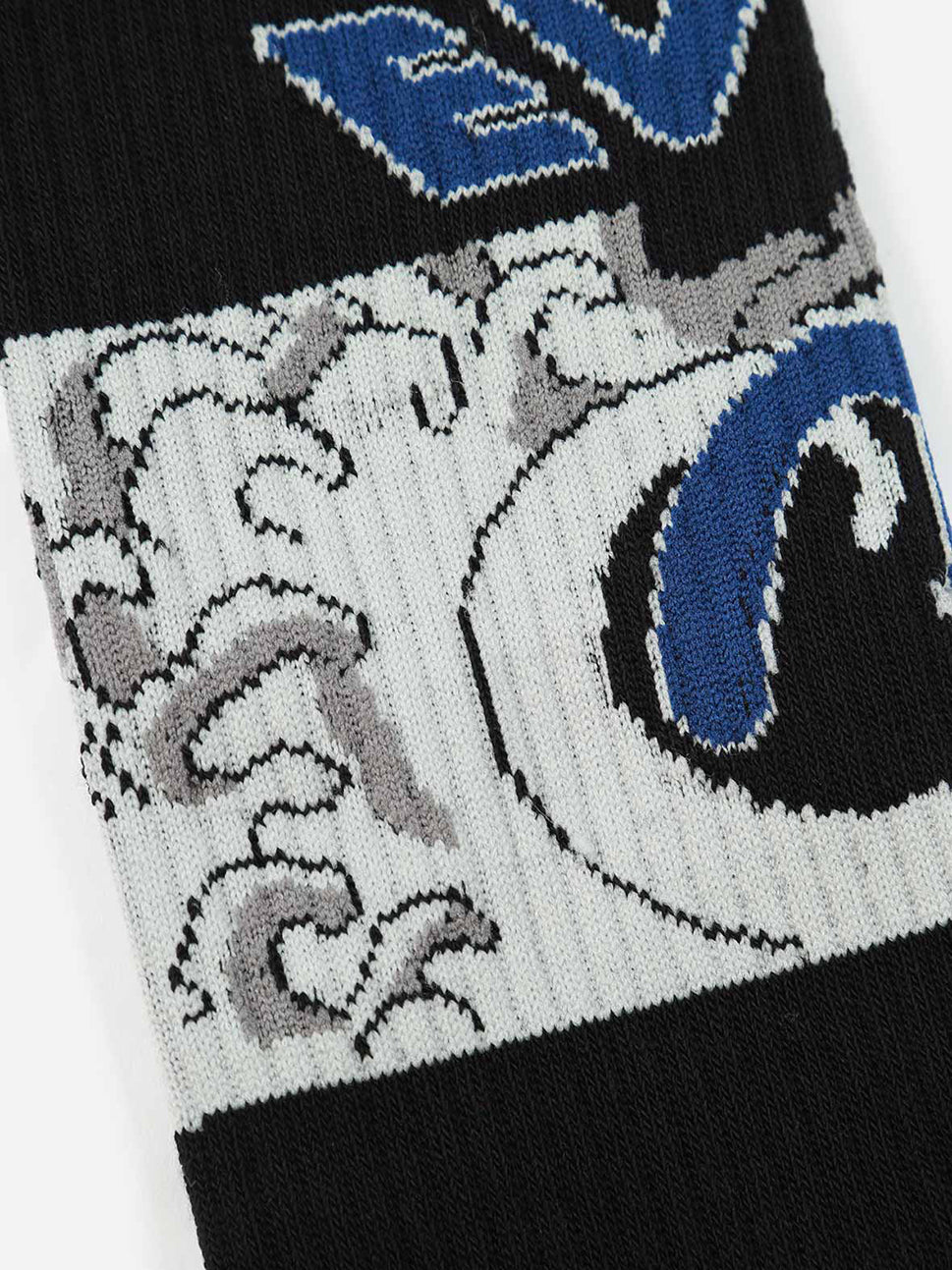 Evisu Black Seawave Jacquard & Seagull Embroidery Socks