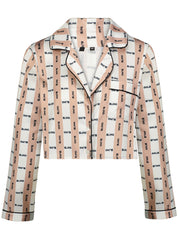 Bling X Kelly Crop Top Pajama Shirt White/Dustypink BLWK W01