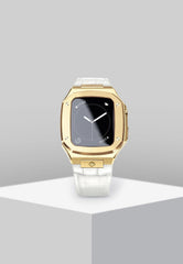 Buy Golden Concept Golden Concept Steel Case For Apple Watch 40Mm - Gold With White Leather Straps Online