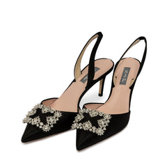 SJP by Sarah Jessica Parker Haifa 70mm Black Satin Slingbacks