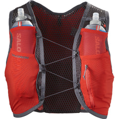 Salomon ACTIVE SKIN 4 with flask bottles Unisex Running Vest Red