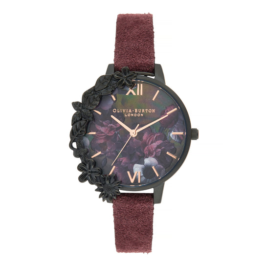 Olivia Burton Black/Floral Watch