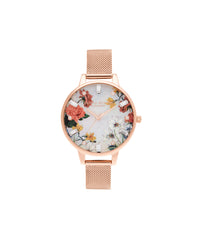 Olivia Burton White/Floral/Stone Watch