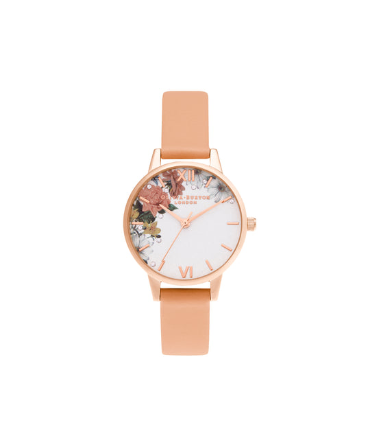 Olivia Burton White/Floral/Stone Watch