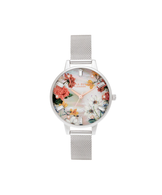 Olivia Burton White/Floral/Stone Watch