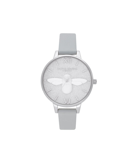 Olivia Burton Silver Glitter Watch