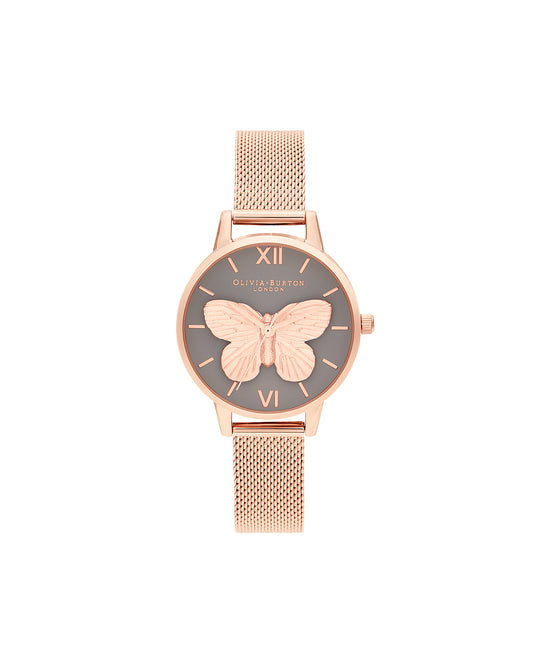 Olivia Burton Grey/Butterfly Watch