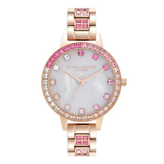 Olivia Burton Pink Ombre w/ Stone Rose Gold Watch