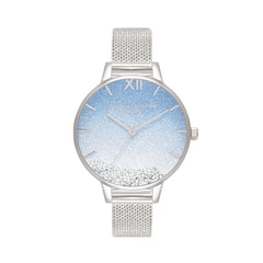ساعة أوليفيا بيرتون باللون الأزرق الفضي / Gltr