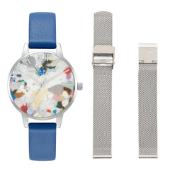 Olivia Burton Silver Watch Set with Removable Straps