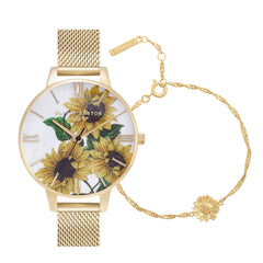Olivia Burton White/Floral Watch Set with Bracelet
