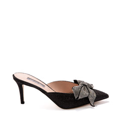 SJP by Sarah Jessica Parker Paley 70mm Black/Silver Metallic Fabric Mules