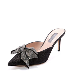 SJP by Sarah Jessica Parker Paley 70mm Black/Silver Metallic Fabric Mules