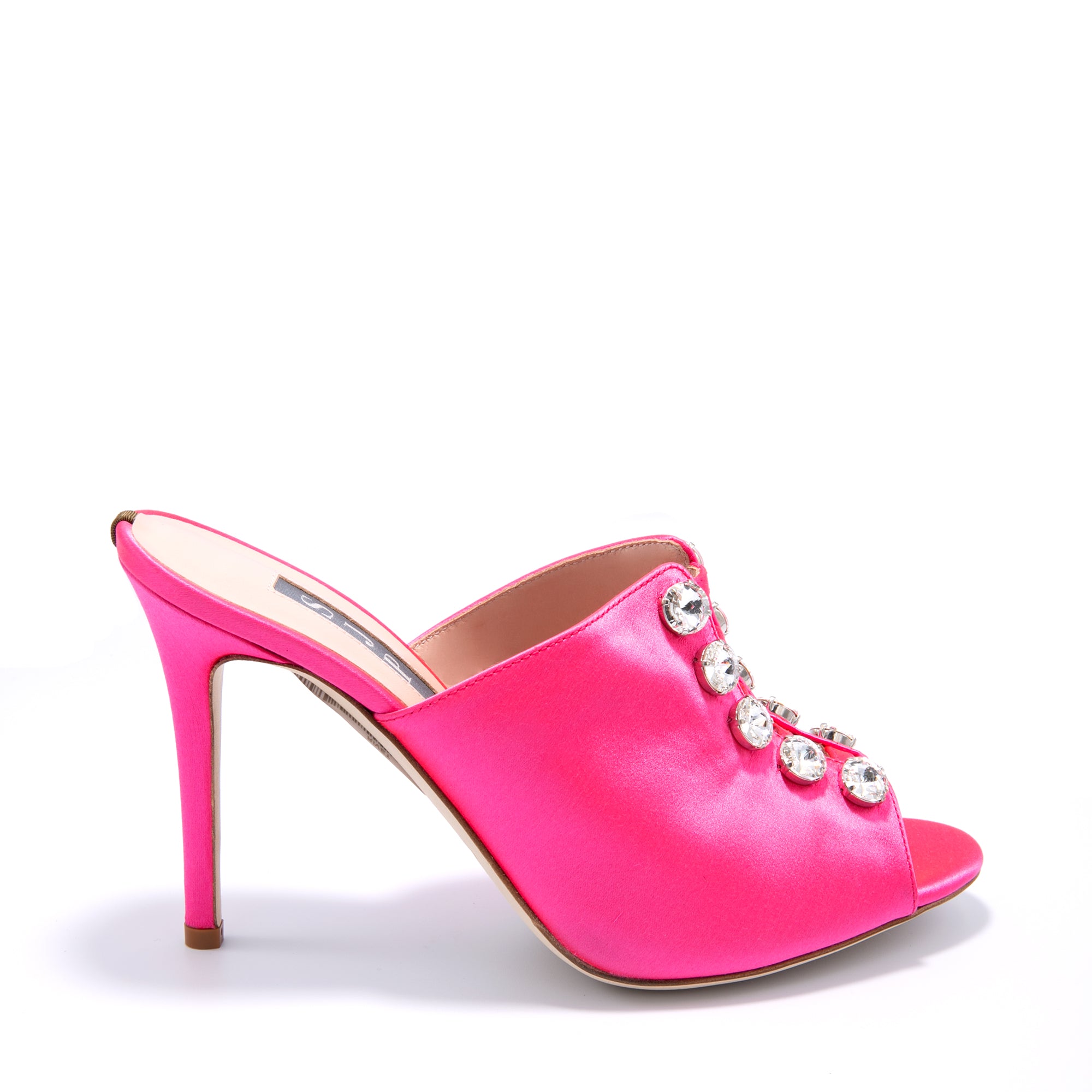 Sjp By Sarah Jessica Parker Rivet 100mm Barbie Pink Satin Mules