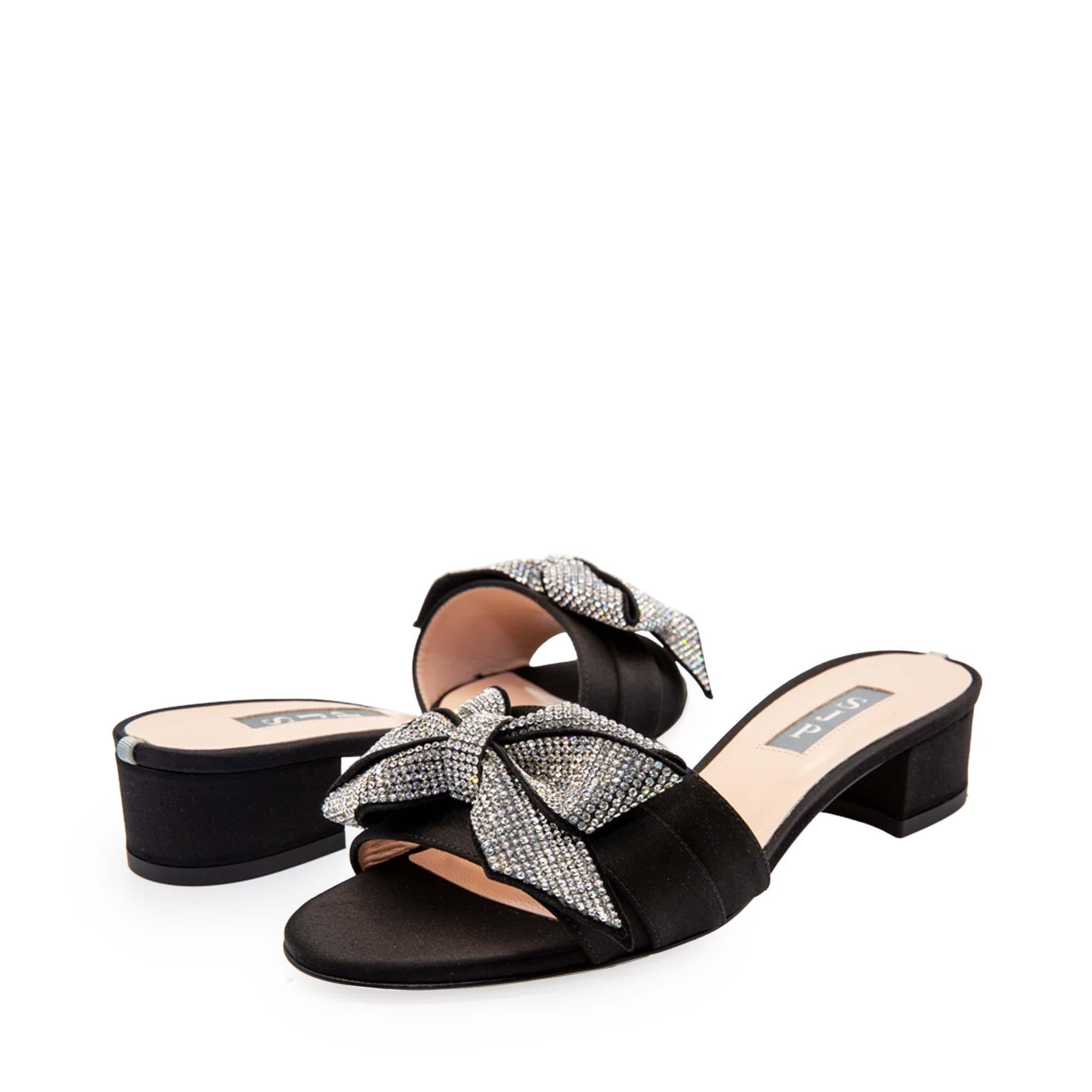 Sarita Black Satin Sandals 30mm - InstaRunway.com