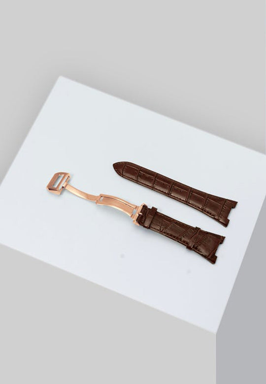 Golden Concept Apple Watch Strap Series 7 Series 8 Rose Gold/Brown 45mm